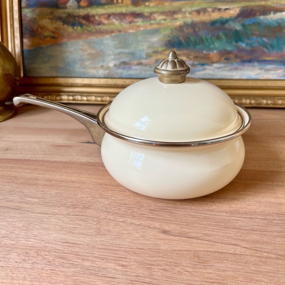 Vintage Enameled Saucepan with Lid
